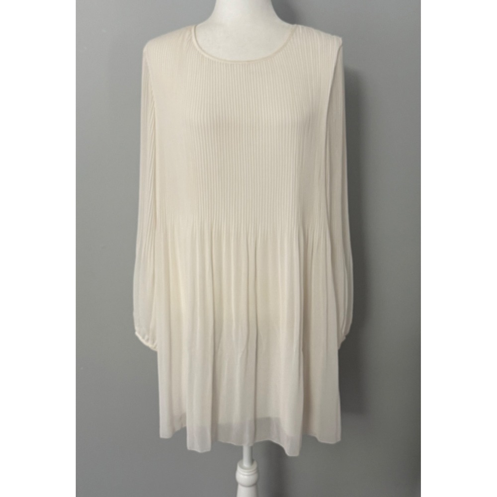Wilfred Aritzia Daydreamer Mini Dress Cream Off White Long Sleeve Keyhole Back L